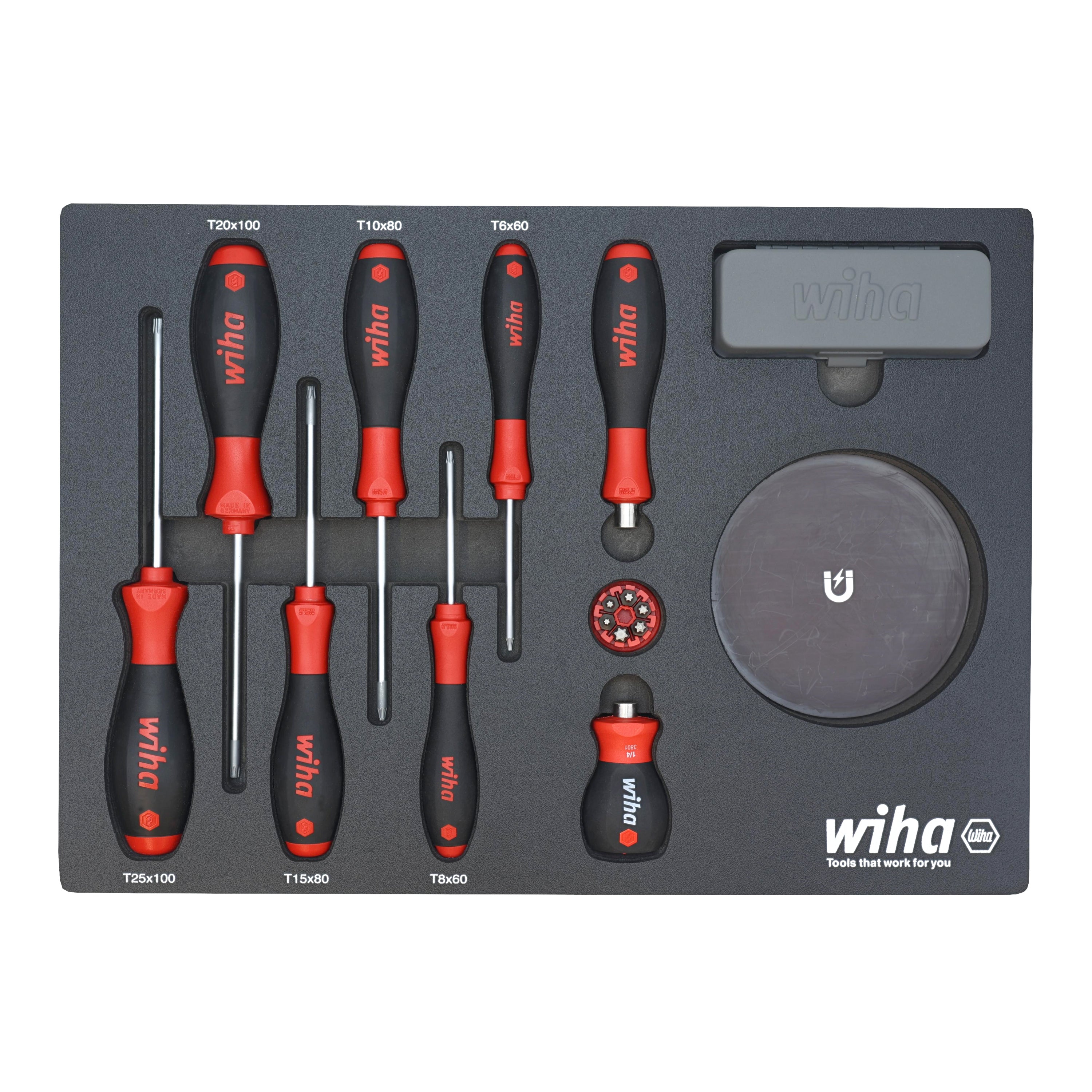 Wiha 45 Piece Knife Maintenance Magnetic Workstation Tray Set