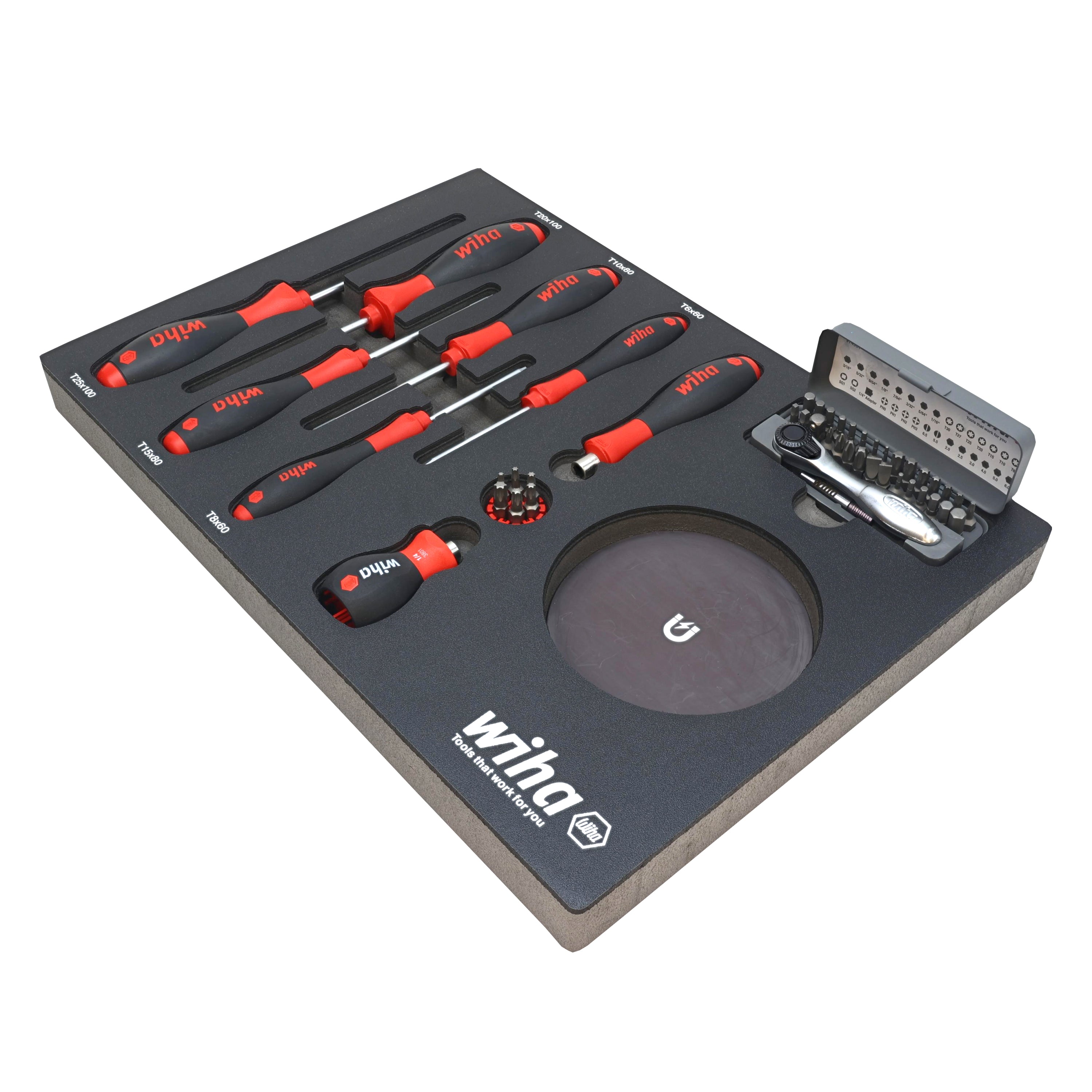 Wiha 45 Piece Knife Maintenance Magnetic Workstation Tray Set