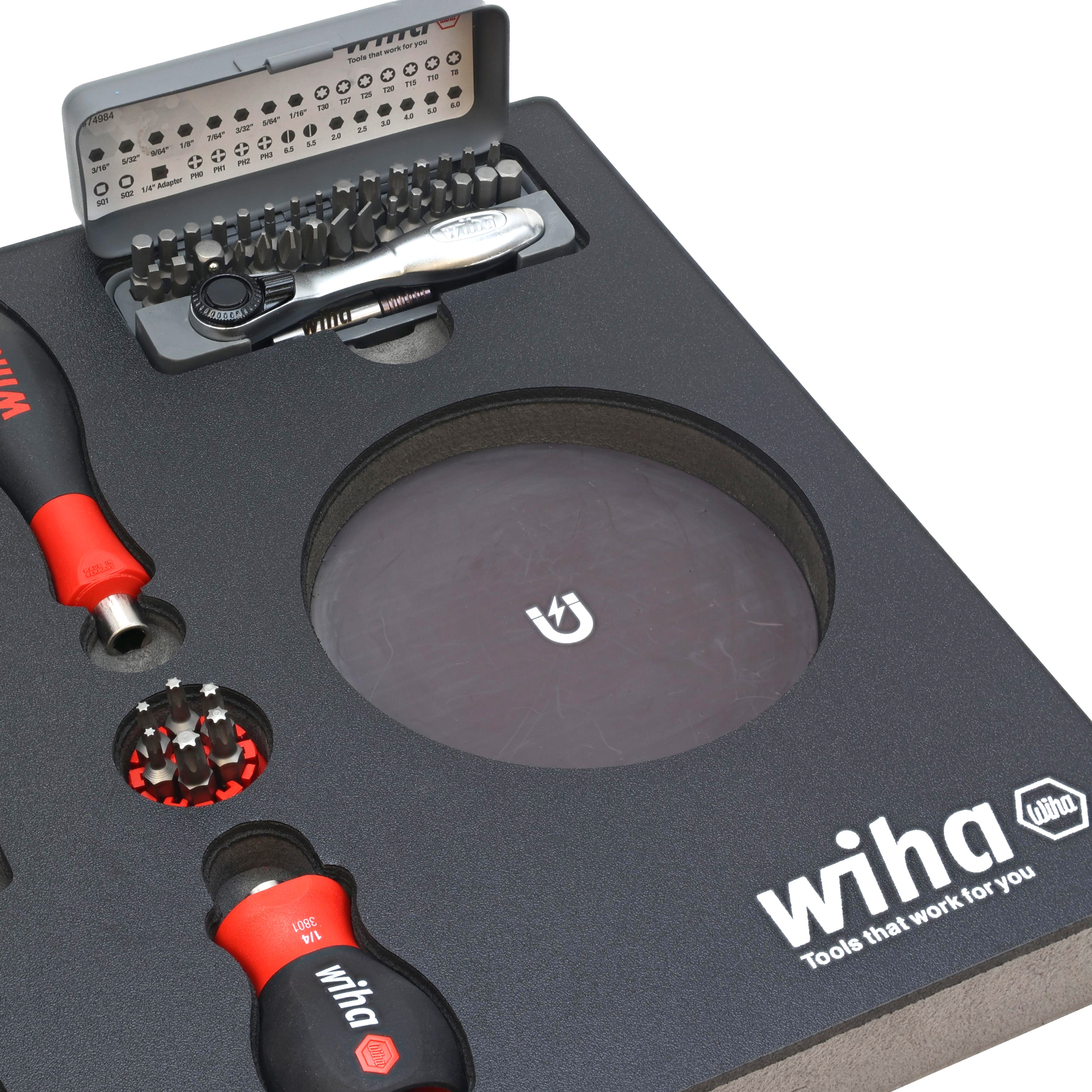 Wiha 45 Piece Knife Maintenance Magnetic Workstation Tray Set